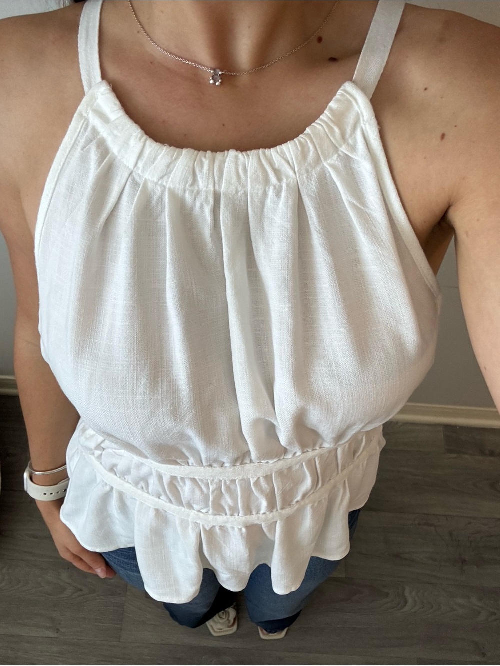White Gathered Halter-Style Women's Top